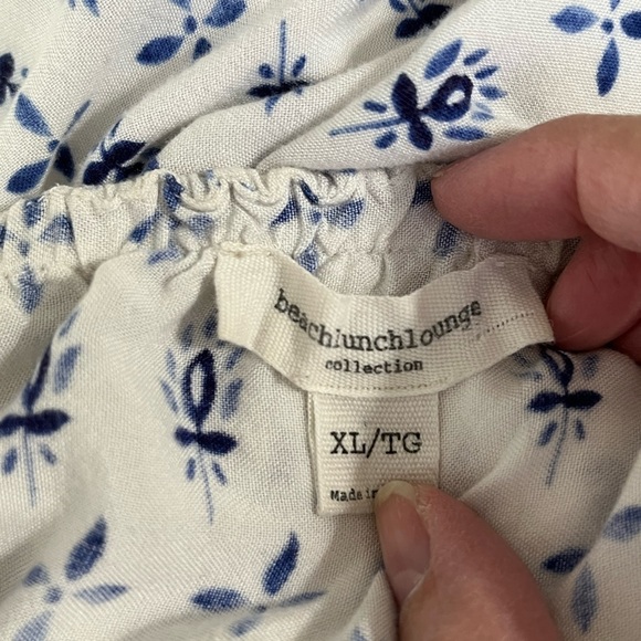 BeachLunchLounge Size XLarge Blue White Printed Off Shoulder 100% Viscose Boho - Picture 6 of 9
